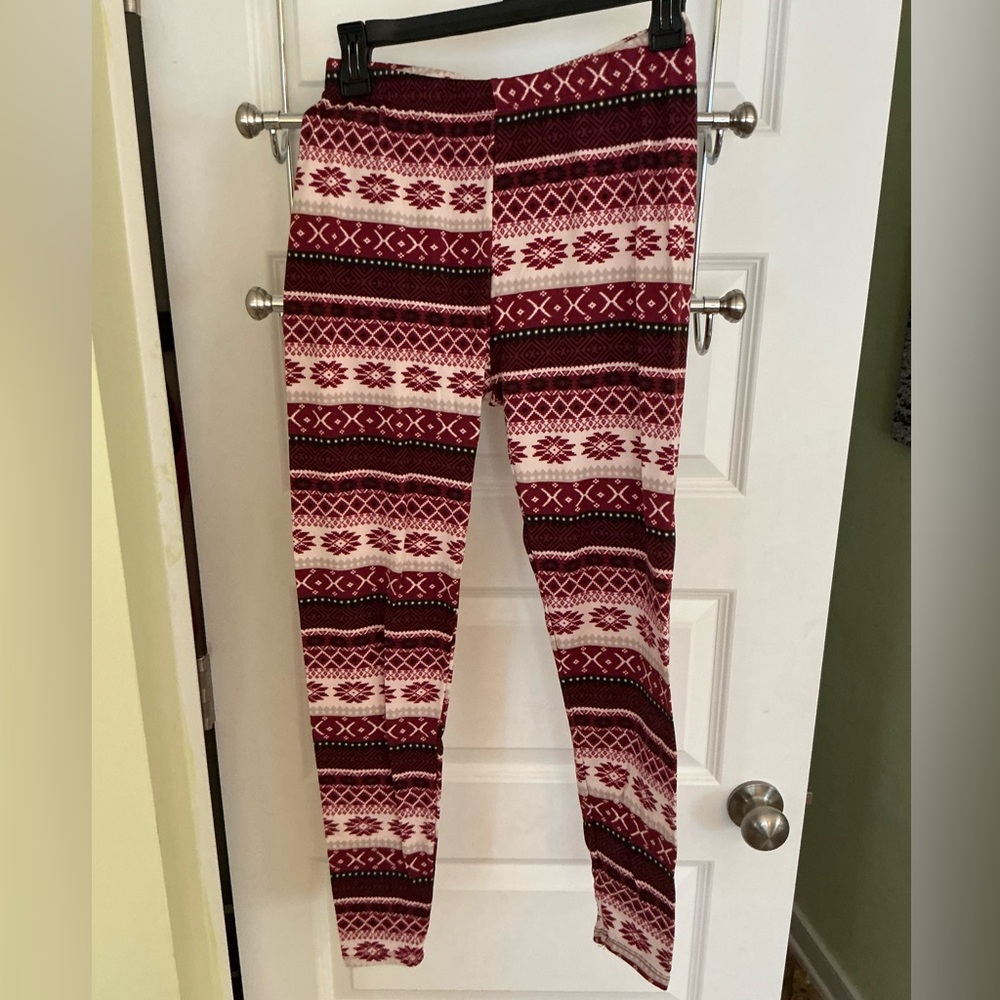 Just One Red and White Patterned Leggings